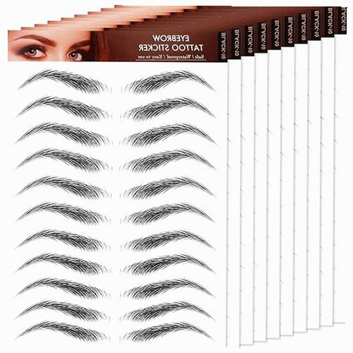 4D WATERPROOF BLACK EYEBROW STICKERS FOR WOMEN SET OF 10 SHEETS