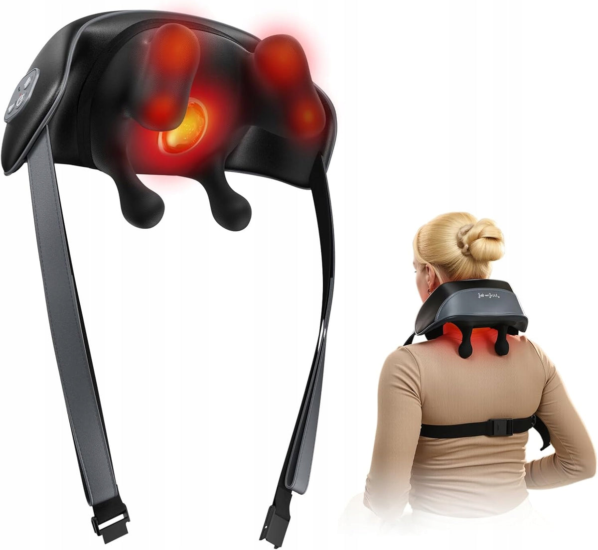 4D WIRELESS NECK AND NECK MASSAGER WITH HEATING FUNCTION BLACK