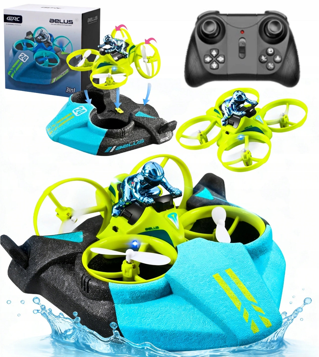 4DRC TERZETTO H24 MINI DRONE BOAT 3in1 QUADROCOPTER REMOTE CONTROLLED