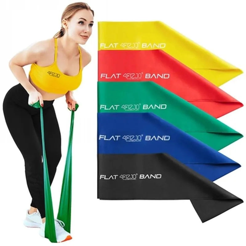 4FIZJO Resistance Exercise Rubber Flat Band 1-15kg 5pcs 2M