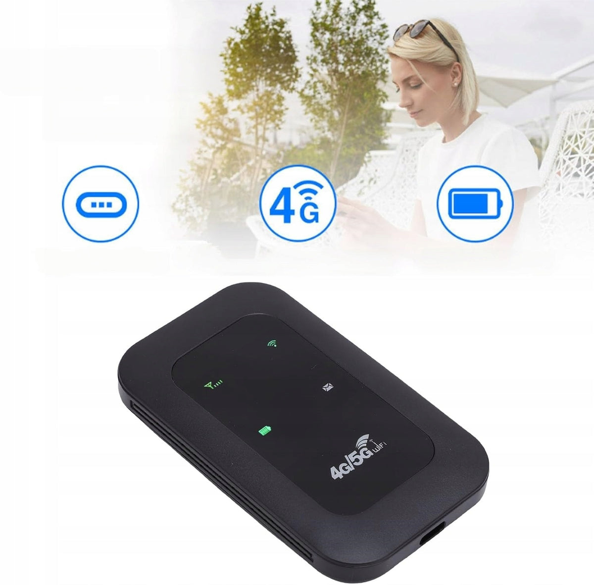 4G/5G LTE PORTABLE WIFI MOBILE ROUTER WITH SIM CARD SLOT,150 MB/S Manufacturer code Hotspot Wi-Fi 4G/5G -opzt