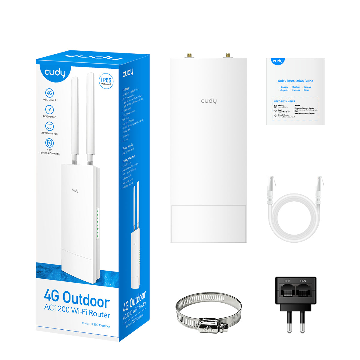 4G AC1200 External Wi-Fi Router, CUDY LT500 Outdoor