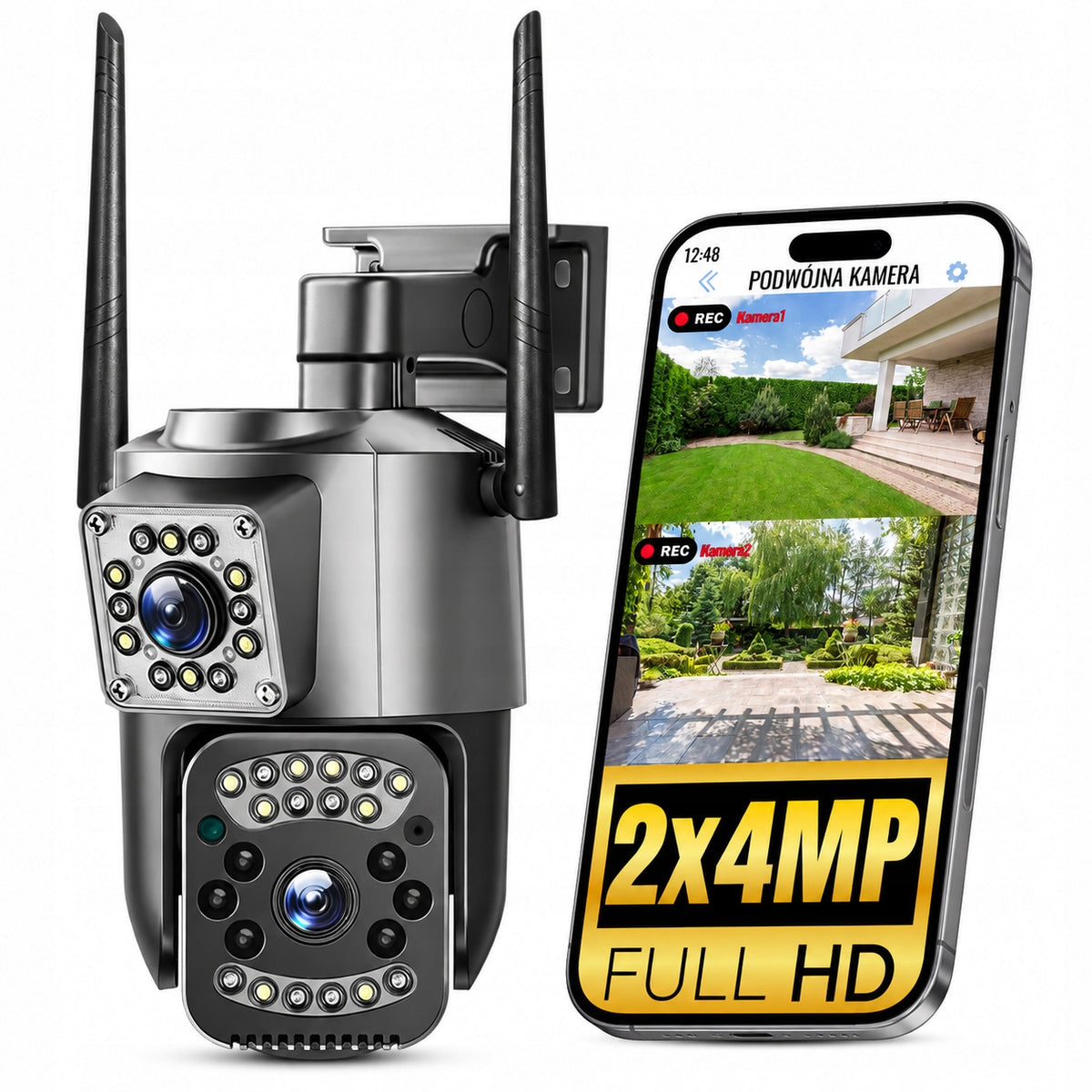 4G LTE Outdoor Camera, 4MP (2×2MP), Dual Lens, Full HD