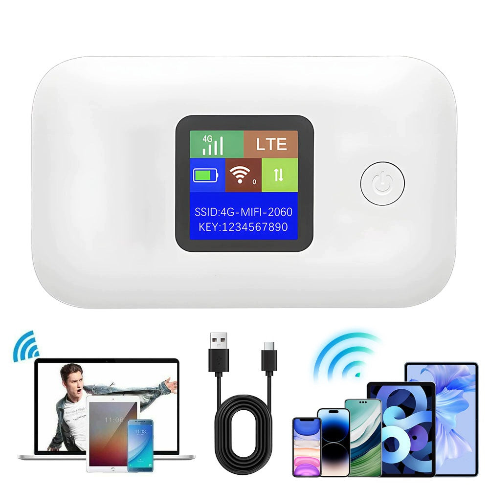 4G LTE Router Portable White 3000mAh With Display For Travel 150Mbps
