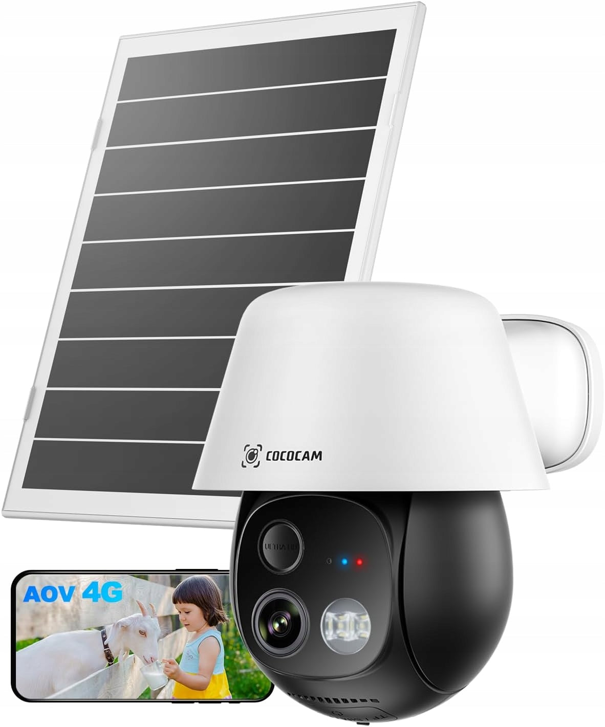 4G LTE Solar Camera Outdoor Monitoring 24/7 AI 2K Rotating COCOCAM