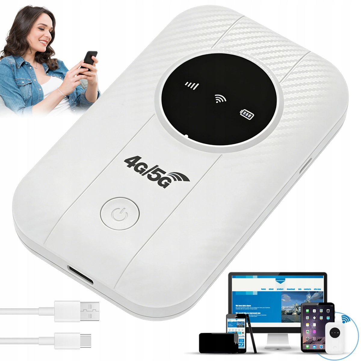 4G Mobile WiFi Router - Connect Up to 10 Devices, USB Charging