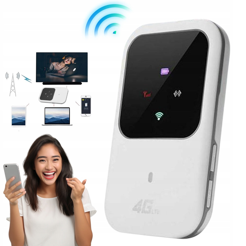 4G Wi-Fi Router Hotspot Mobile White With 2400mAh Battery And Antenna