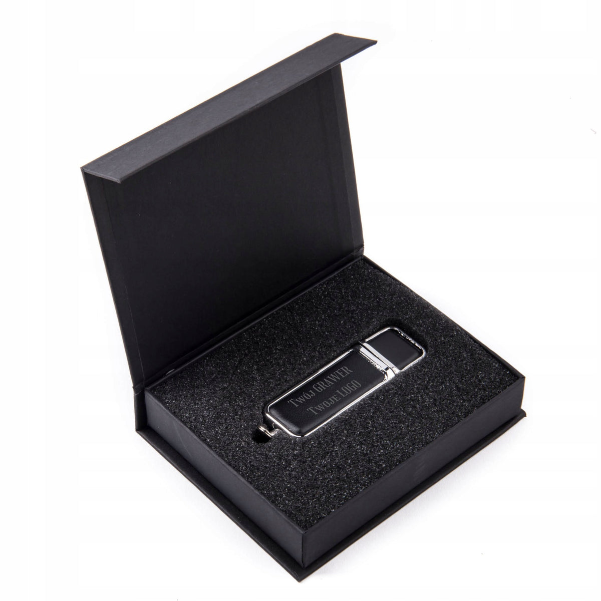 4GB USB 2.0 Leather Flash Drive + Magnet Box + Engraving Your LOGO Brand Derentis