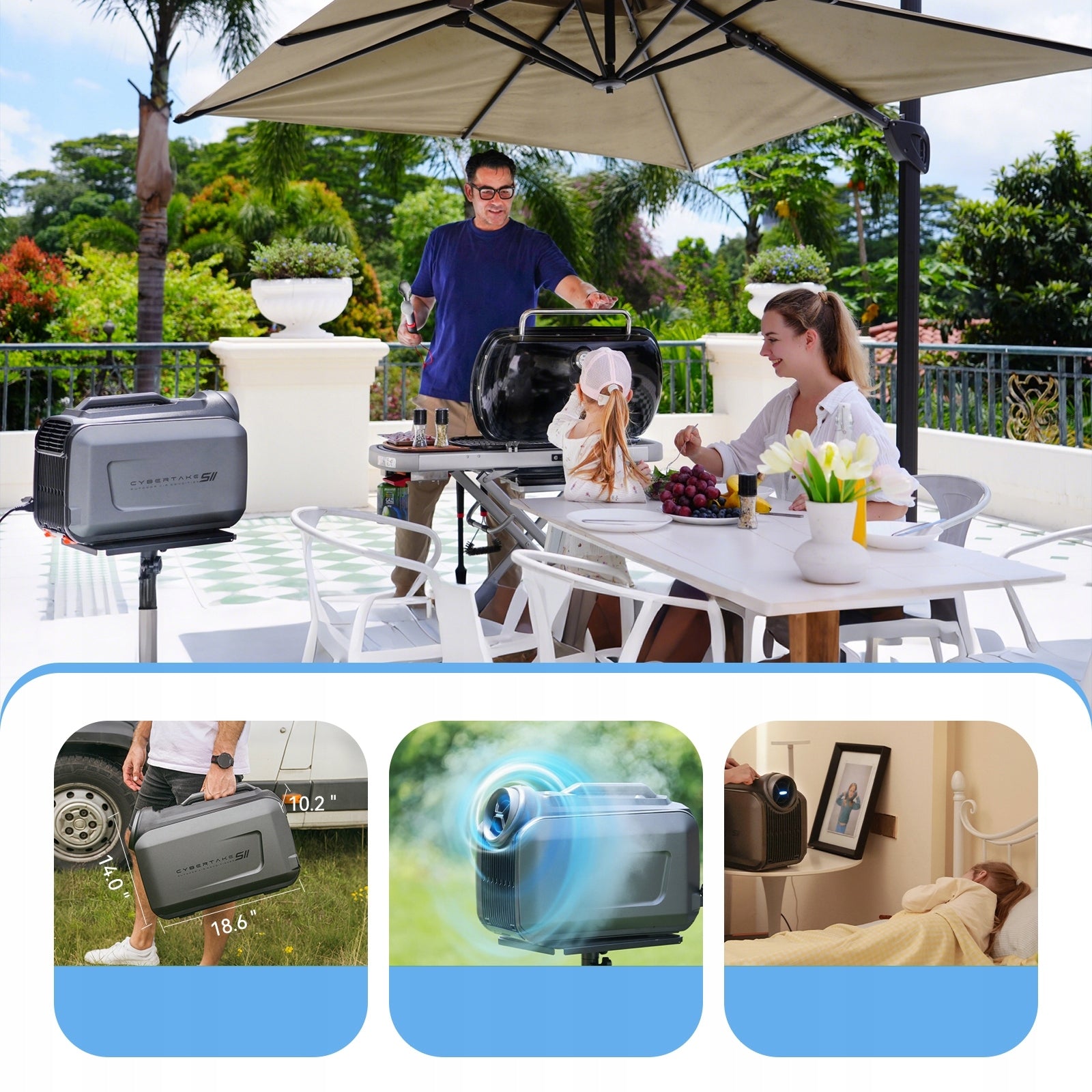 4IN1 5100 BTU IPX4 PORTABLE CAMPING AIR CONDITIONER QUIET FOR CAMPING TENT Dominant color black