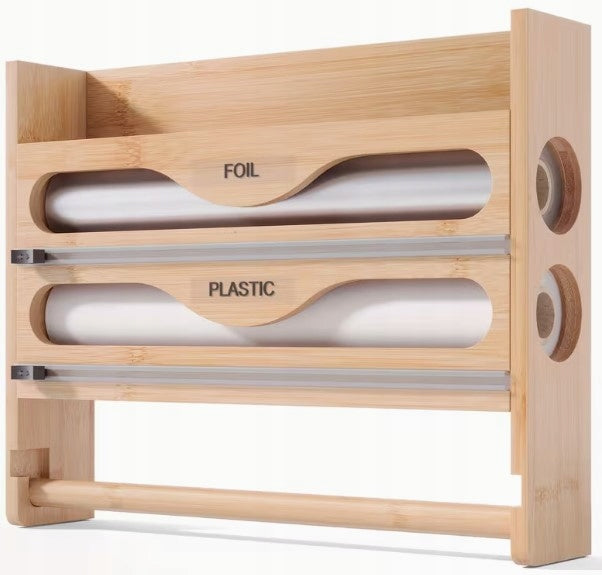 4IN1 BAMBOO KITCHEN ORGANIZER – TOWEL, FOIL AND SPICE HOLDER