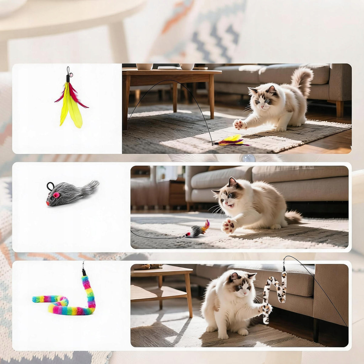4IN1 CAT TOYS 17 PCS SET INTERACTIVE MOUSE FISHING ROD Brand no brand