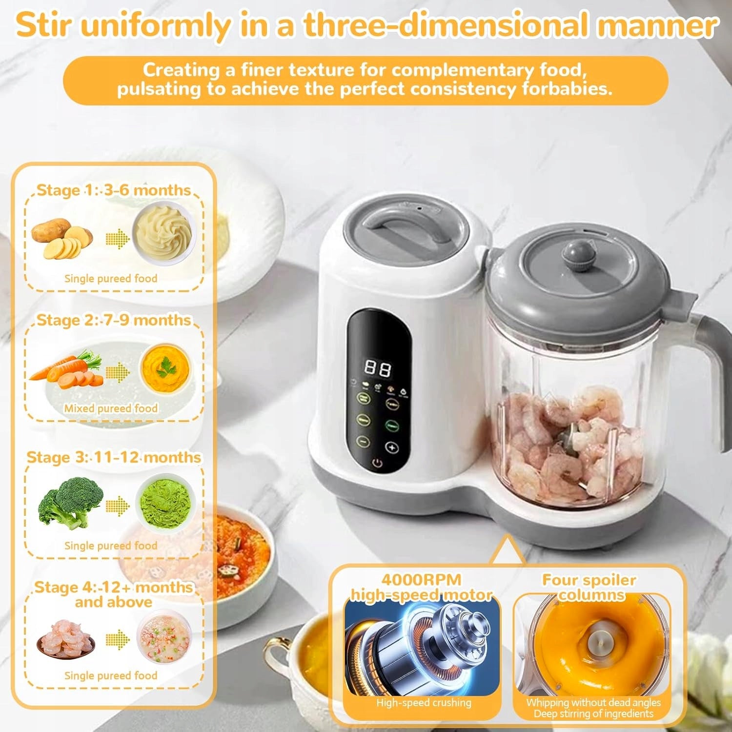 4IN1 DEVICE FOR PREPARING MEALS FOR INFANTS STEAMER Power rating 200 W