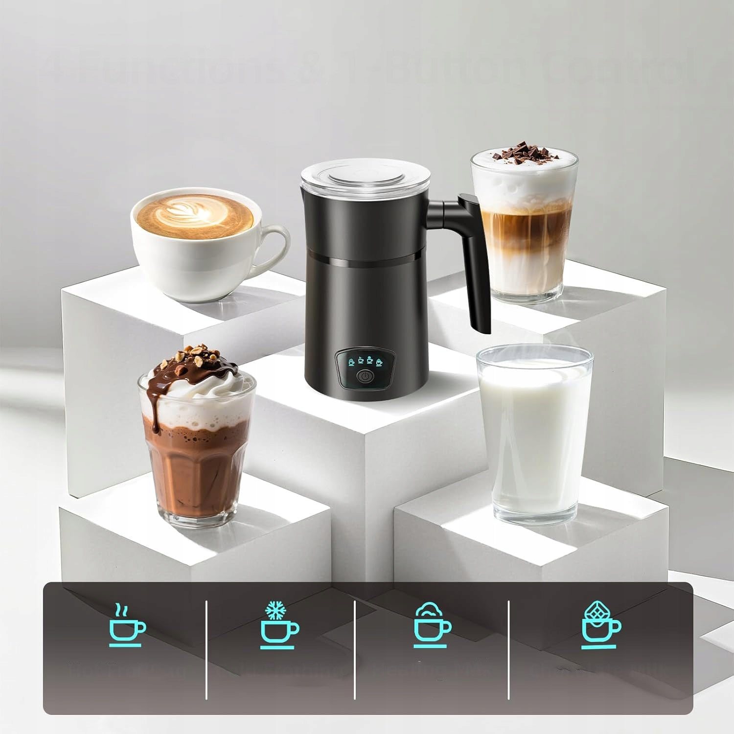 4IN1 ELECTRIC COFFEE MILK FROTHER WITH TEMPERATURE CONTROL 400W 350ML Brand no brand