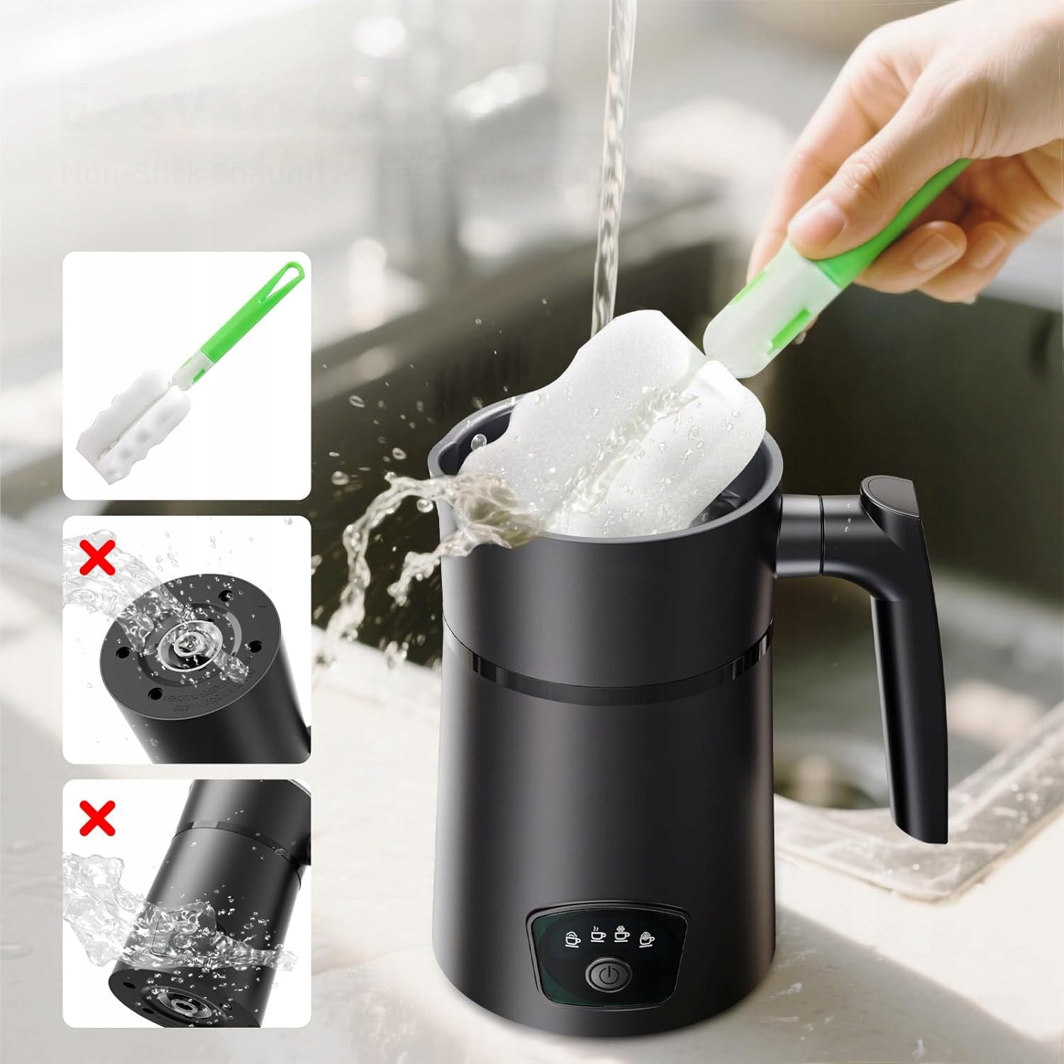 4IN1 ELECTRIC COFFEE MILK FROTHER WITH TEMPERATURE CONTROL 400W 350ML Dominant color black
