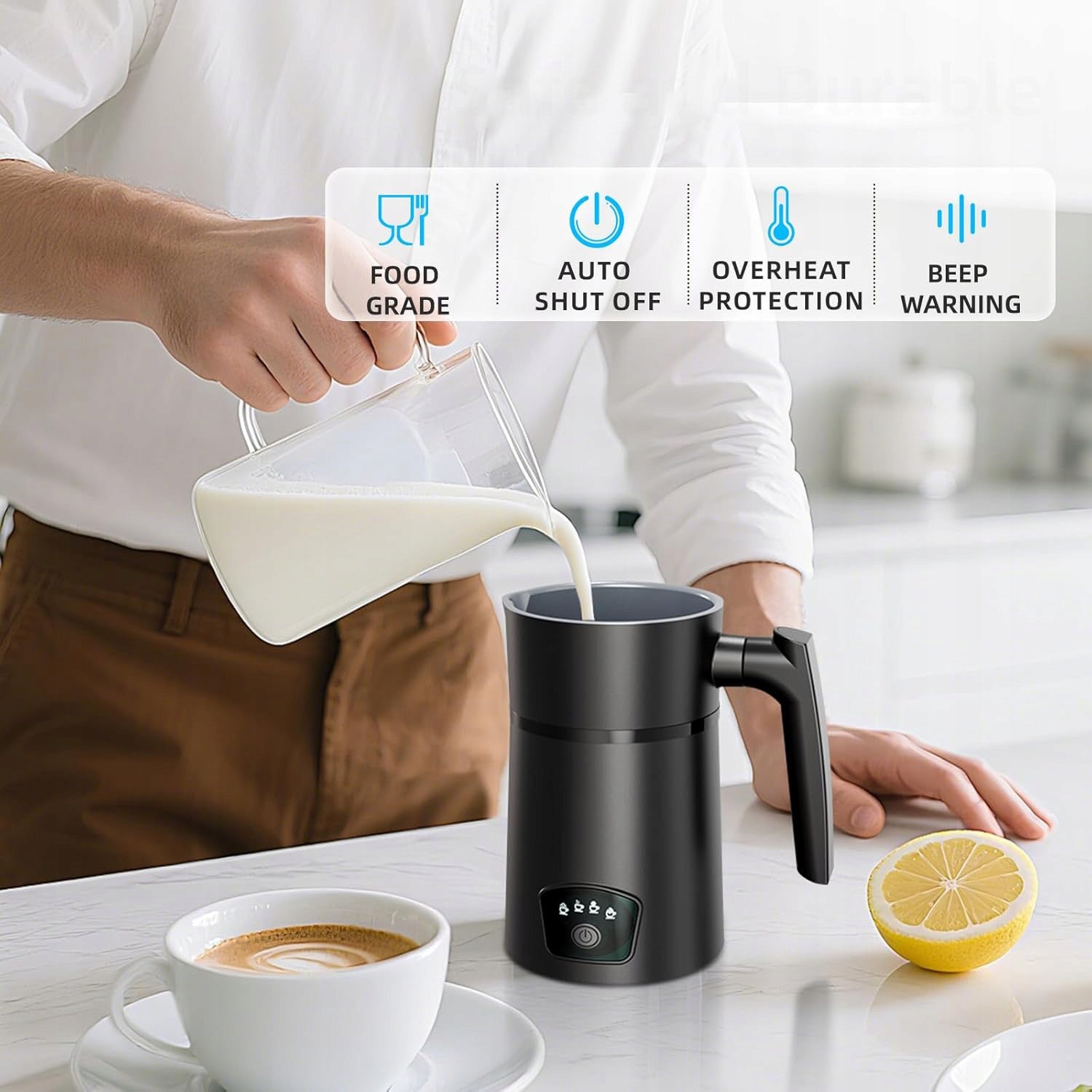 4IN1 ELECTRIC COFFEE MILK FROTHER WITH TEMPERATURE CONTROL 400W 350ML Kind jug-type