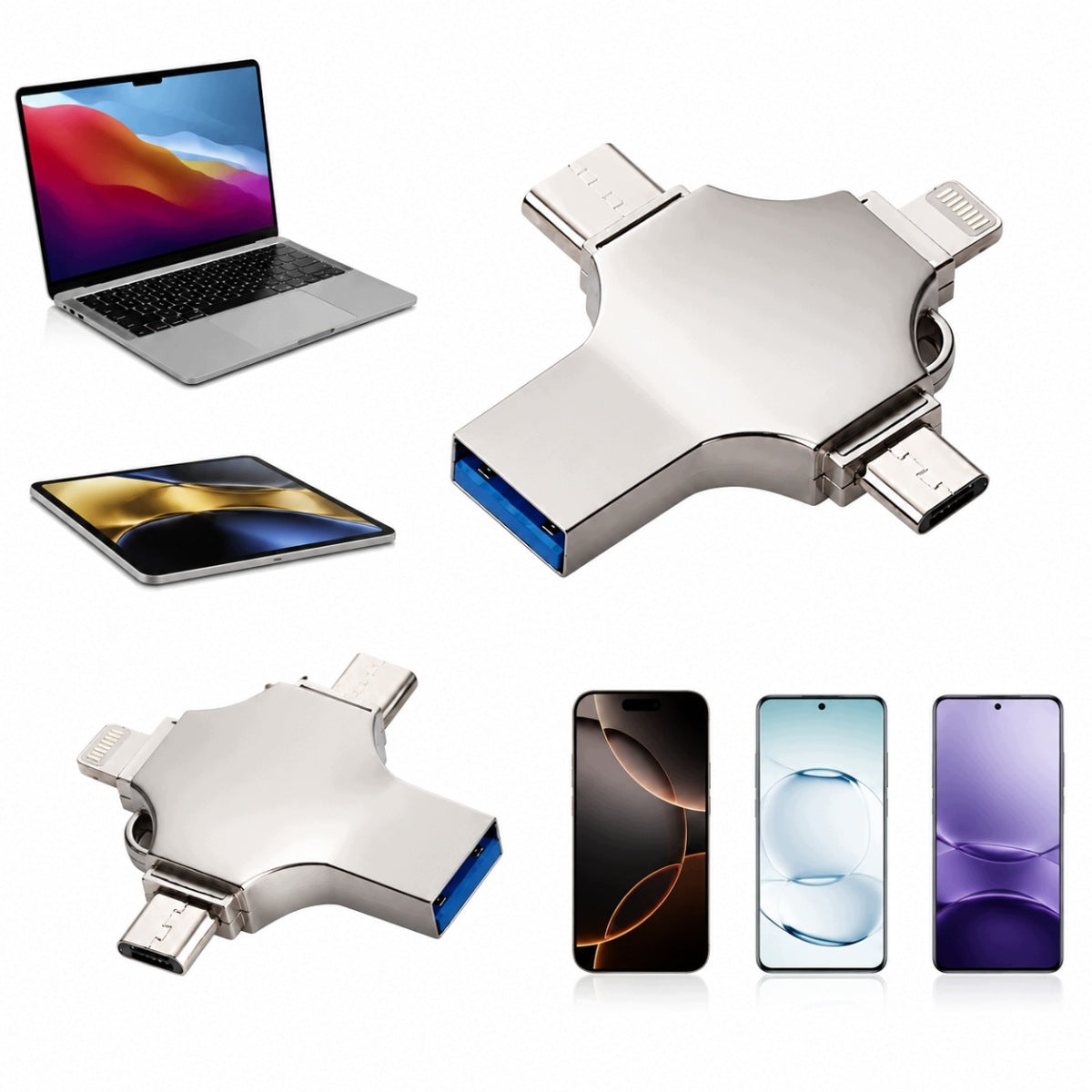 4IN1 FLASH DRIVE 256GB USB-C MICRO USB FOR SMARTPHONE OTG FLASH MEMORY