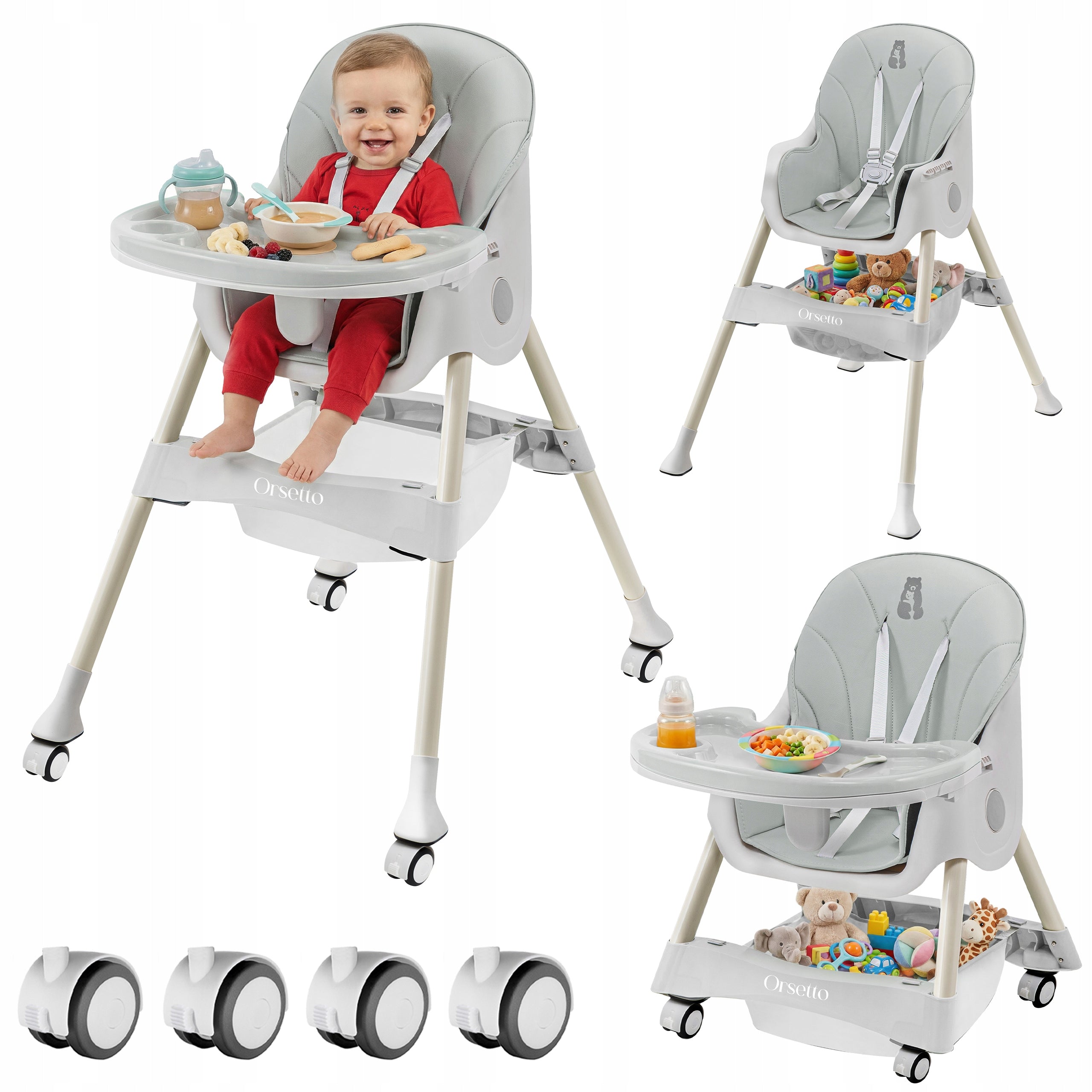 4IN1 FOLDING BABY CARAMEL FEEDING CHAIR WITH STRAPS + FREEBIE