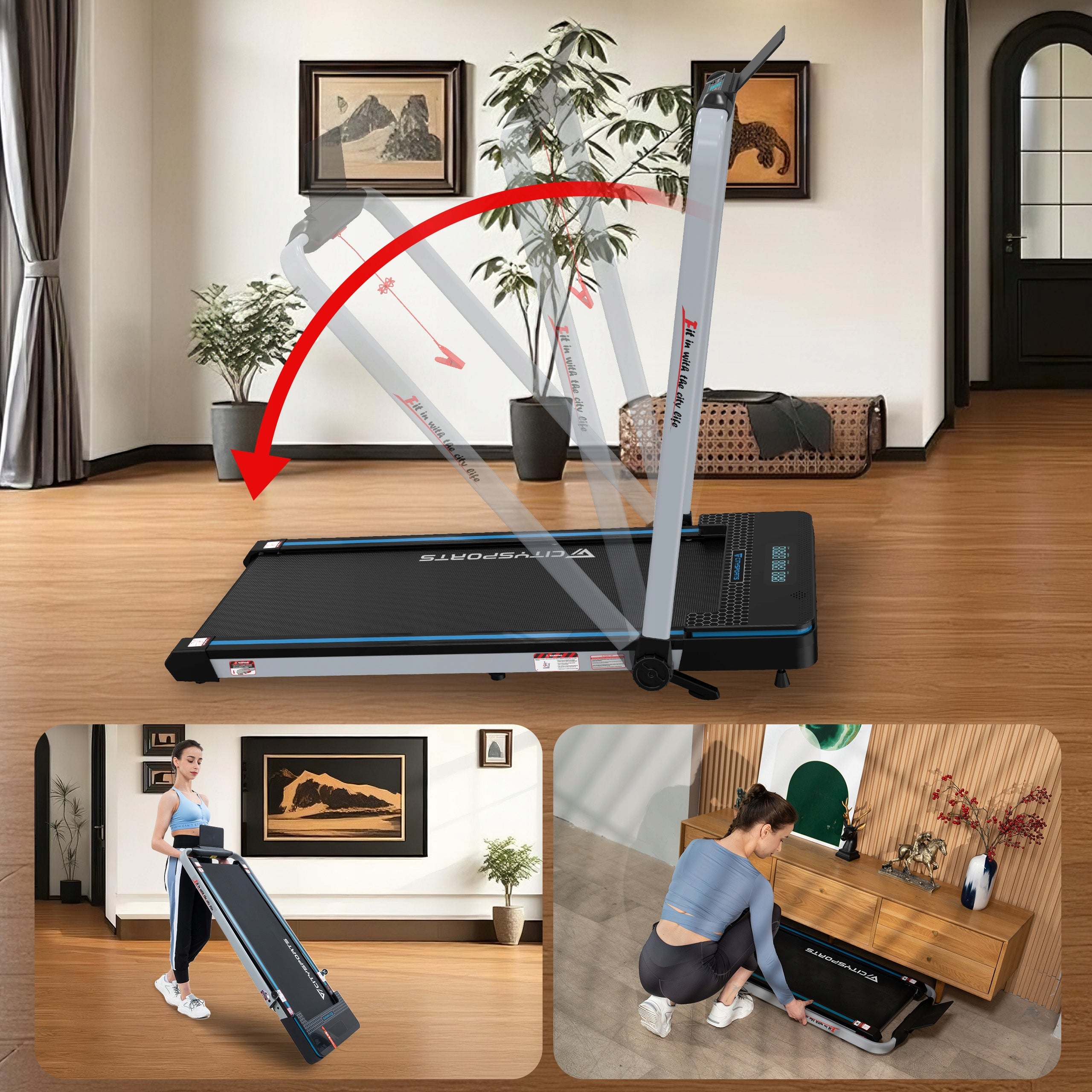 4IN1 Folding Exercise Treadmill Home Electric LED Angle Speaker App&BT 12KM Manufacturer code FANPAO