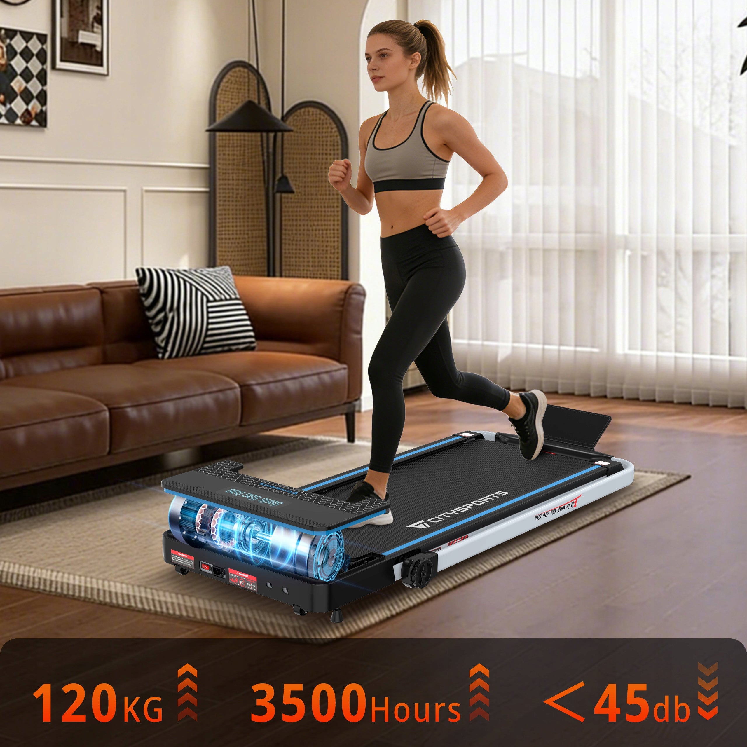 4IN1 Folding Exercise Treadmill Home Electric LED Angle Speaker App&BT 12KM Maximum user weight 120 kg