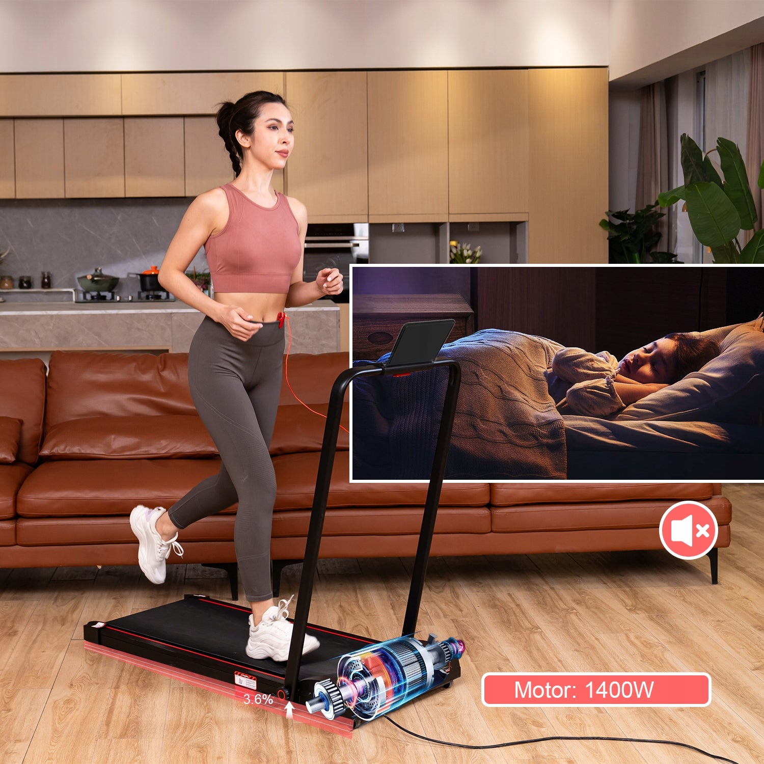 4In1 Folding Treadmill Home Exercise Electric & Handrail Control 120kg 10KM Model other