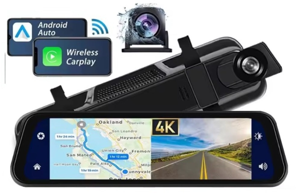 4K 10 INCH CAR CAMERA IN MIRROR WITH ANDROID CARPLAY REVERSING CAMERA Packaging status original
