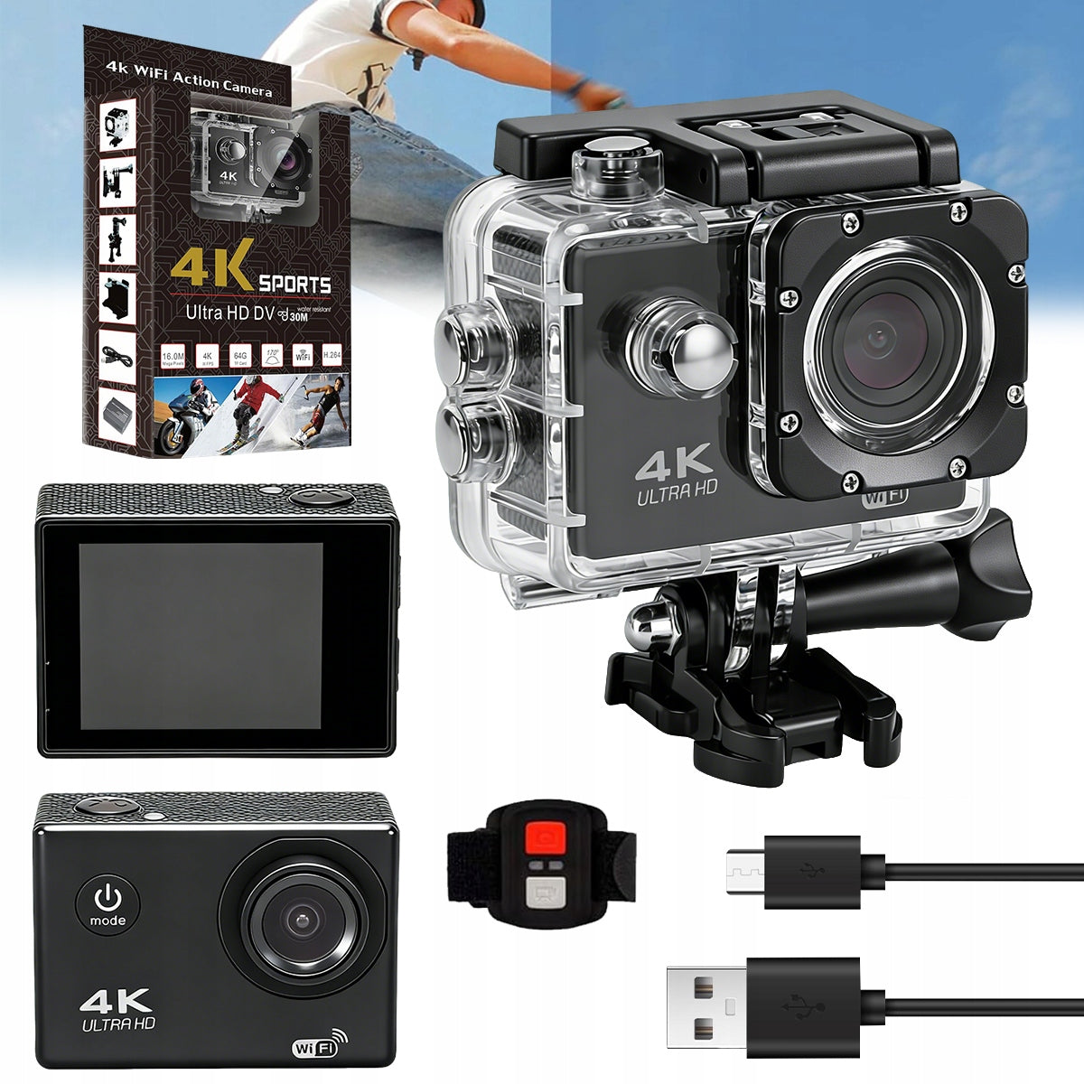 4K 20MP UNDERWATER CAMERA, WIFI CAMERA, SPORTS CAMERA, WIDE ANGLE CAMERA