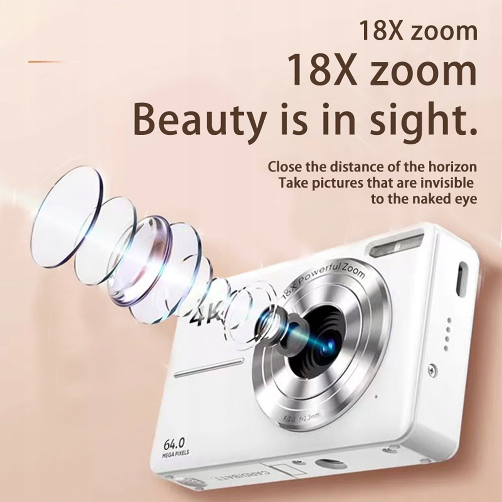 4K/30fps 64MP Digital Camera 2,4 Inch 18x Digital OX Screen