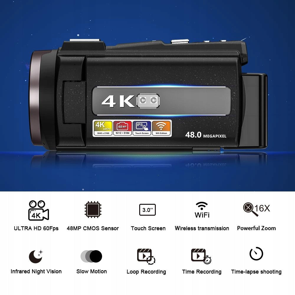 4K/48MP Camcorder/16x Zoom/Infrared Night Vision/Remote Control Model Video camera