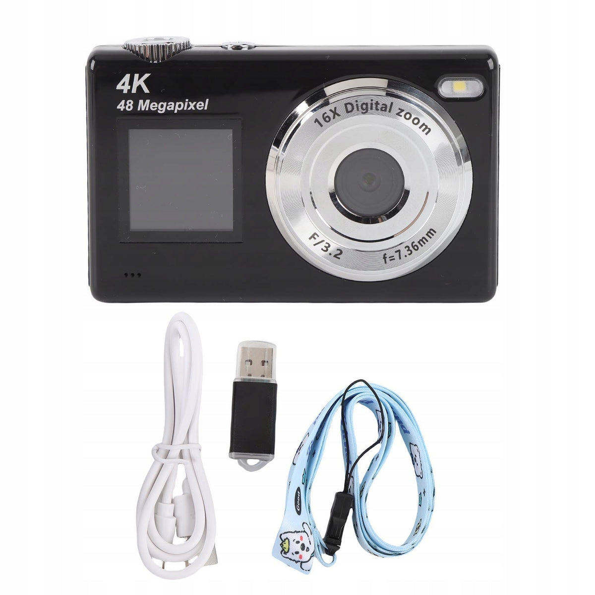 4K 48MP HD Digital Camera Dual Screen 16x Digital Zoom Auto Focus L0 Batteries included no