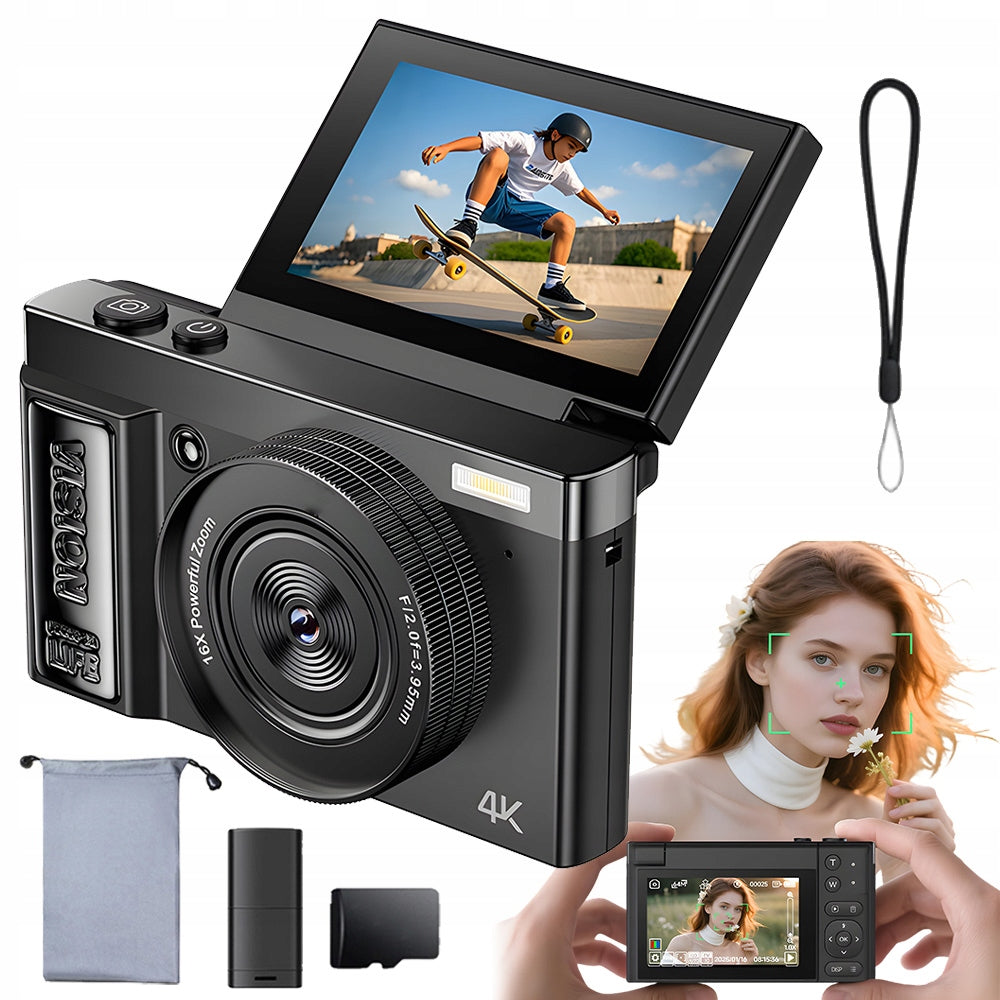 4K 64MP COMPACT DIGITAL CAMERA FOR YOUTH KIDS AND VLOGGERS