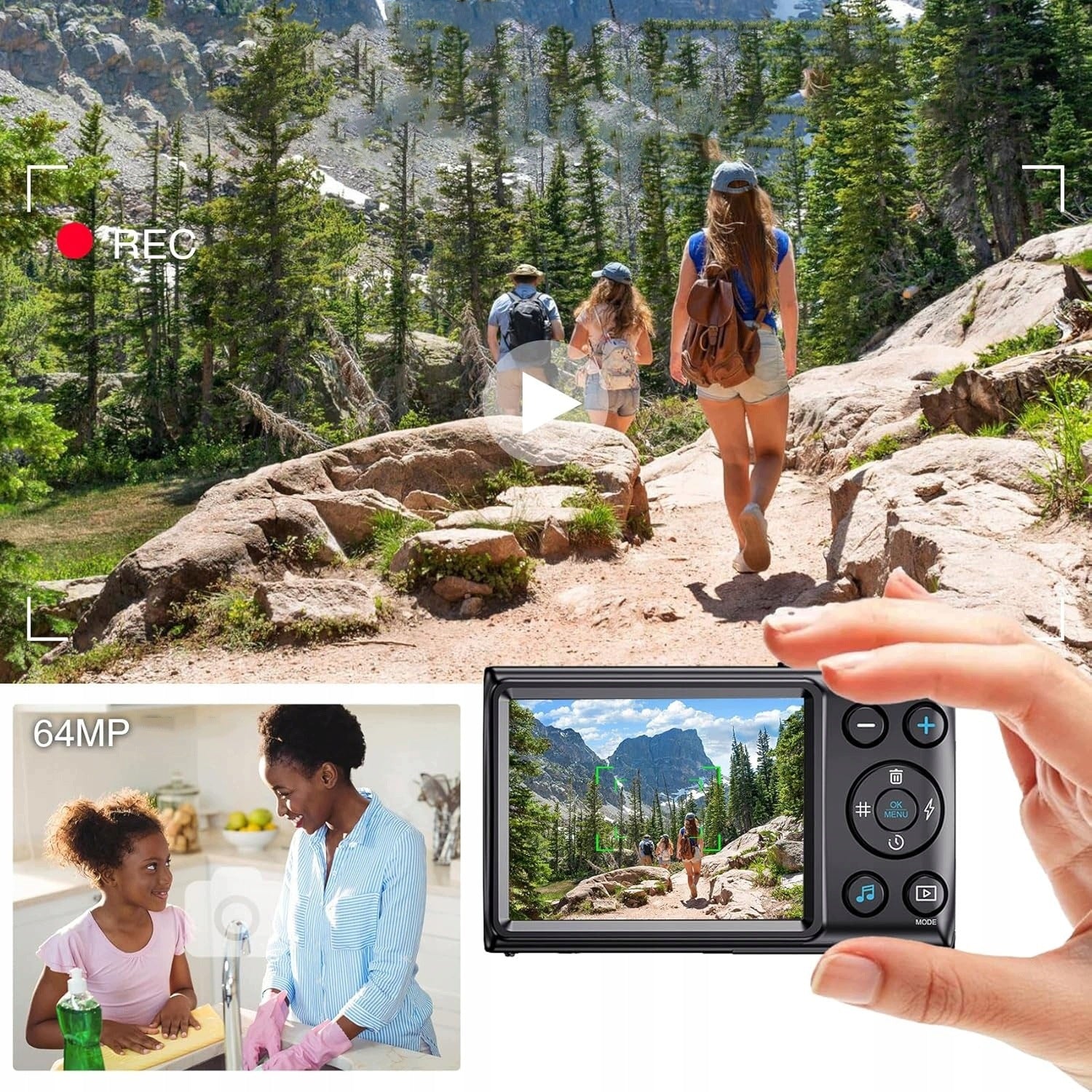 4K 64MP DIGITAL CAMERA WITH WIFI AND ZOOM 18X 32GB CARD Packaging status original