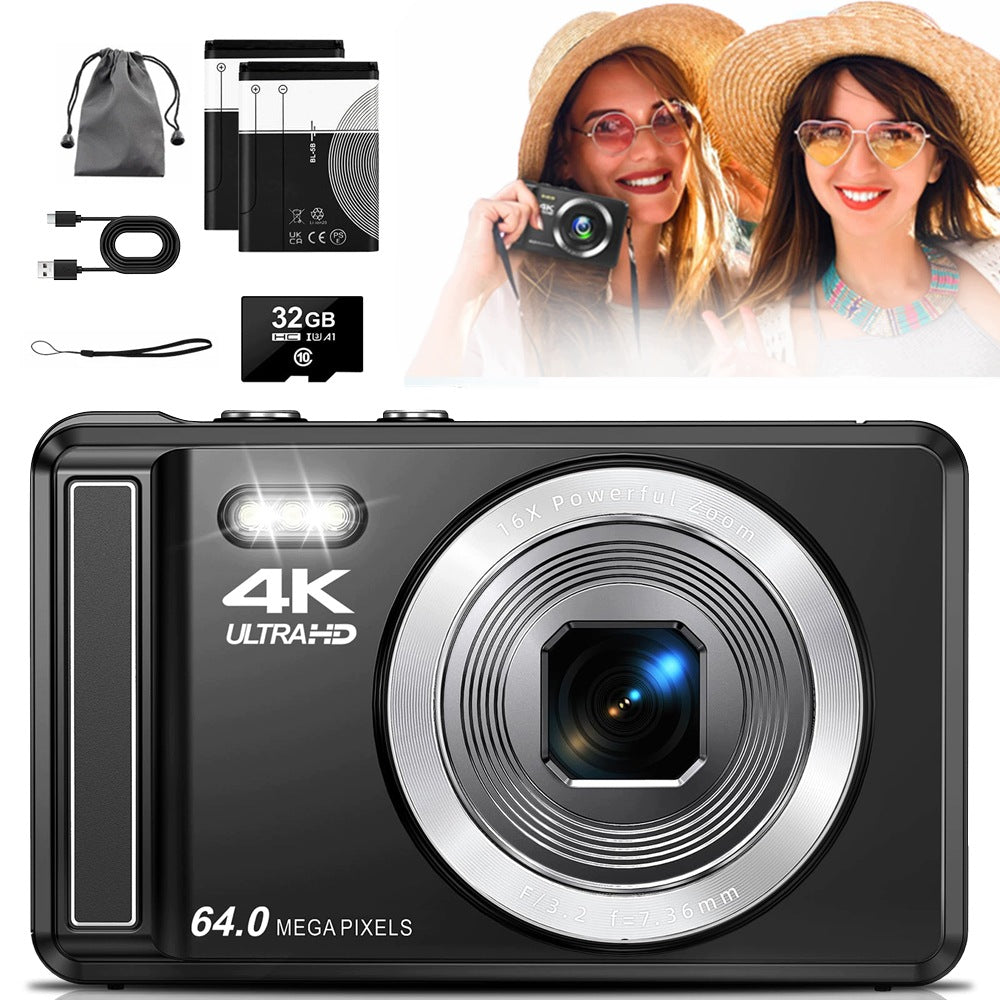 4K 64MP DIGITAL CAMERA WITH ZOOM 16X WEBCAM FUNCTION BLACK