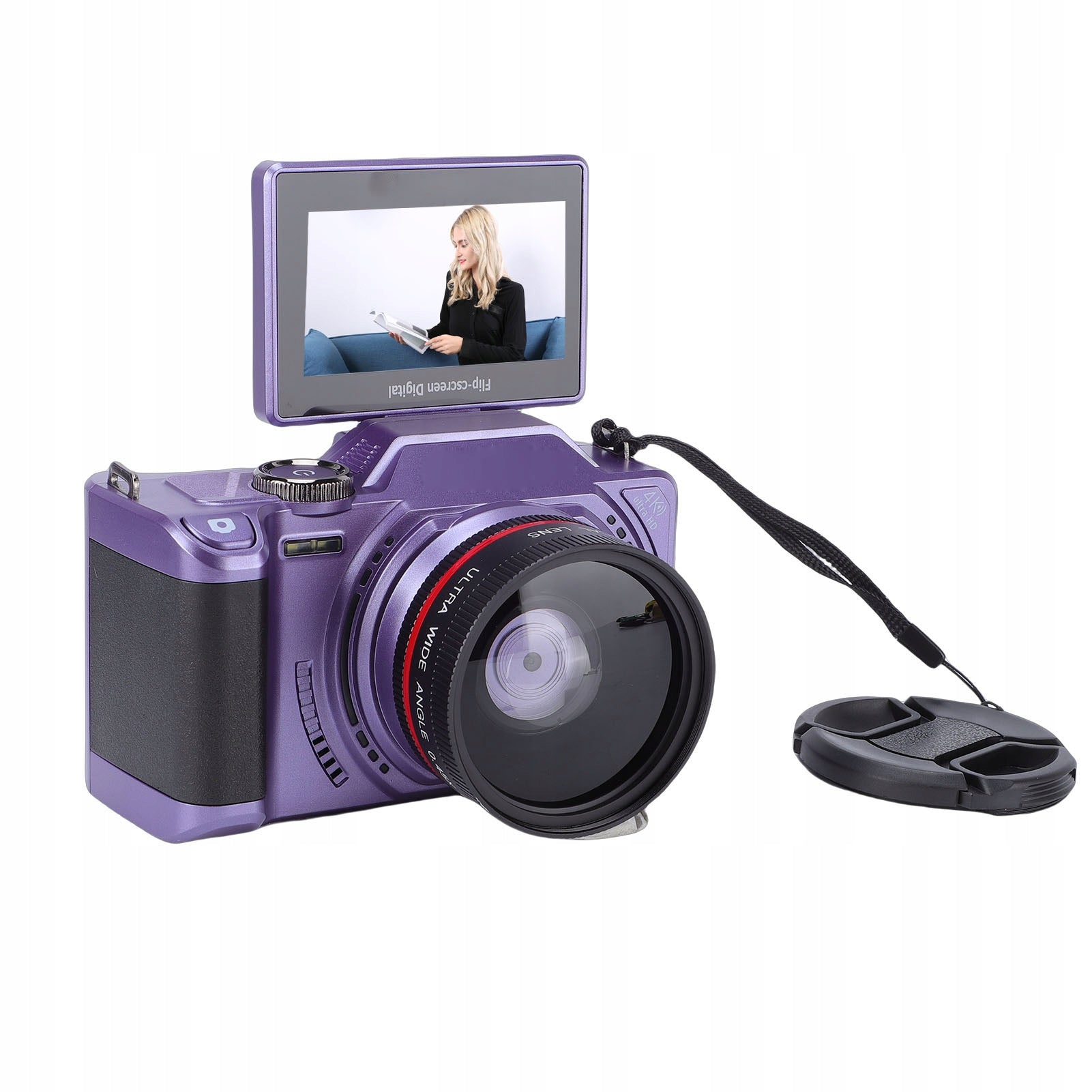 4K 64MP Digital Camera 3 Inch Flip Screen 18x Zoom with 53