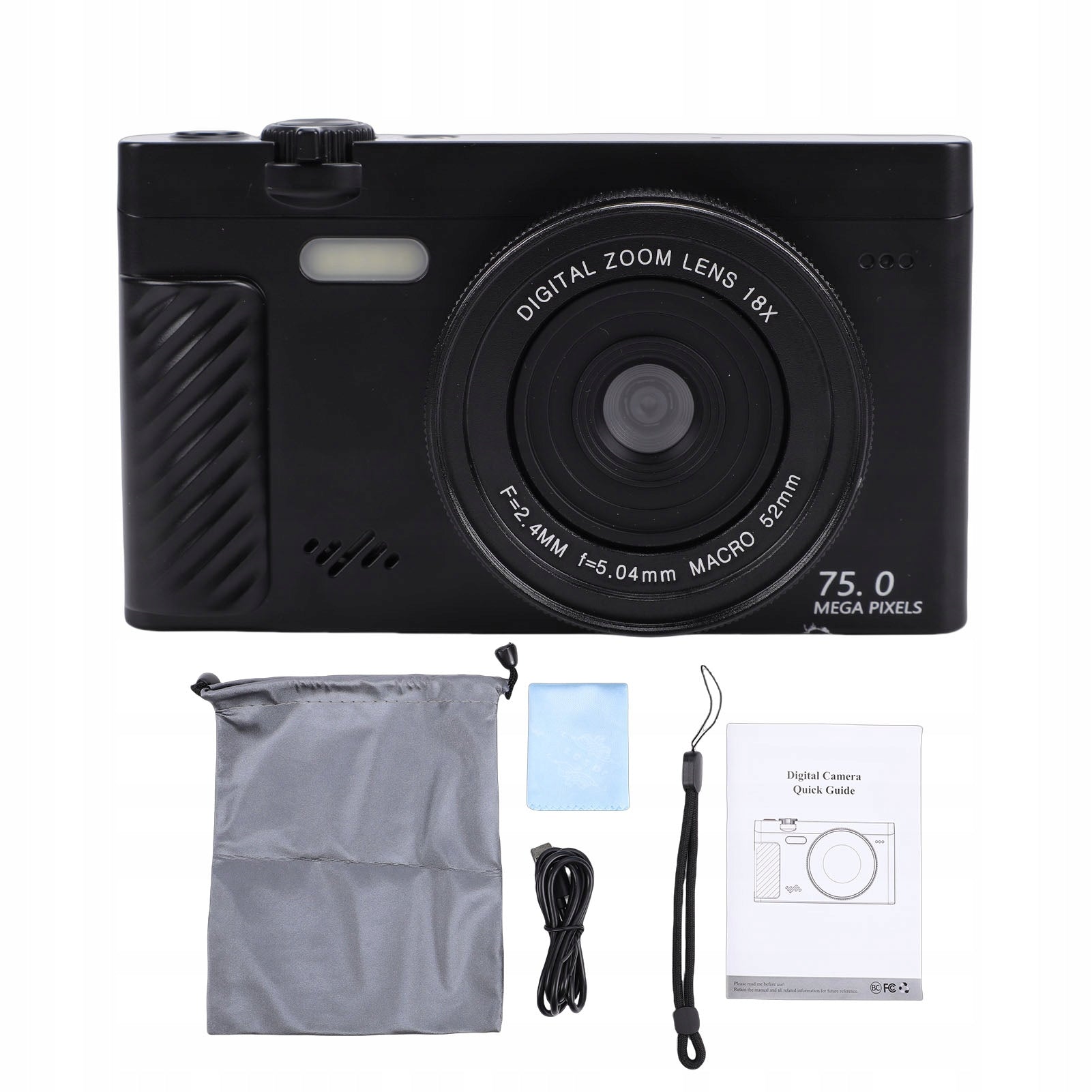 4K 75MP Digital Camera 18x Zoom WiFi Mirrorless Camera with 4Q