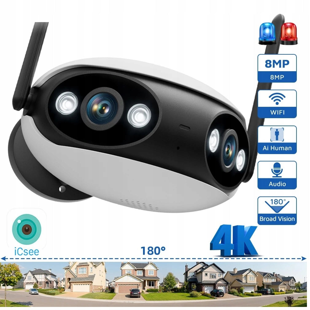 4K 8MP widescreen viewing angle 180° WIFI camera
