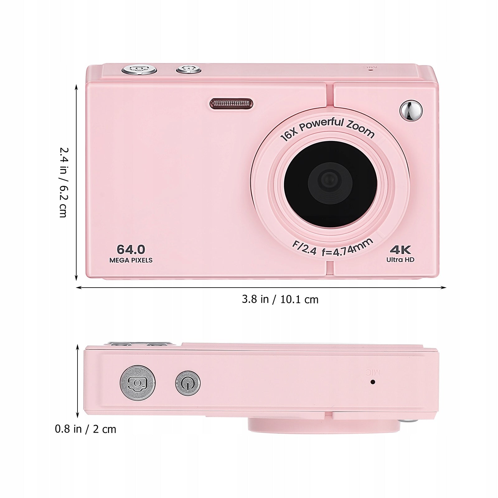 4K CYFROWY APARAT FOTOGRAFICZNY HD 1080P 64MP ZOOMEM 16X DLA DZIECI PINK Manufacturer code 4896009085522