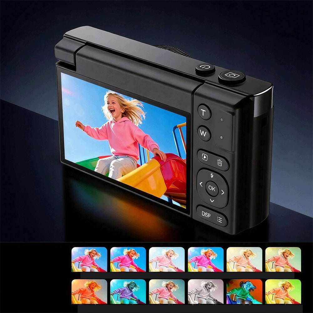 4K DIGITAL CAMERA FOR PHOTOGRAPHY AND VIDEOS WITH TILTING SCREEN CAMERA BLACK Resolution 64 Mpx