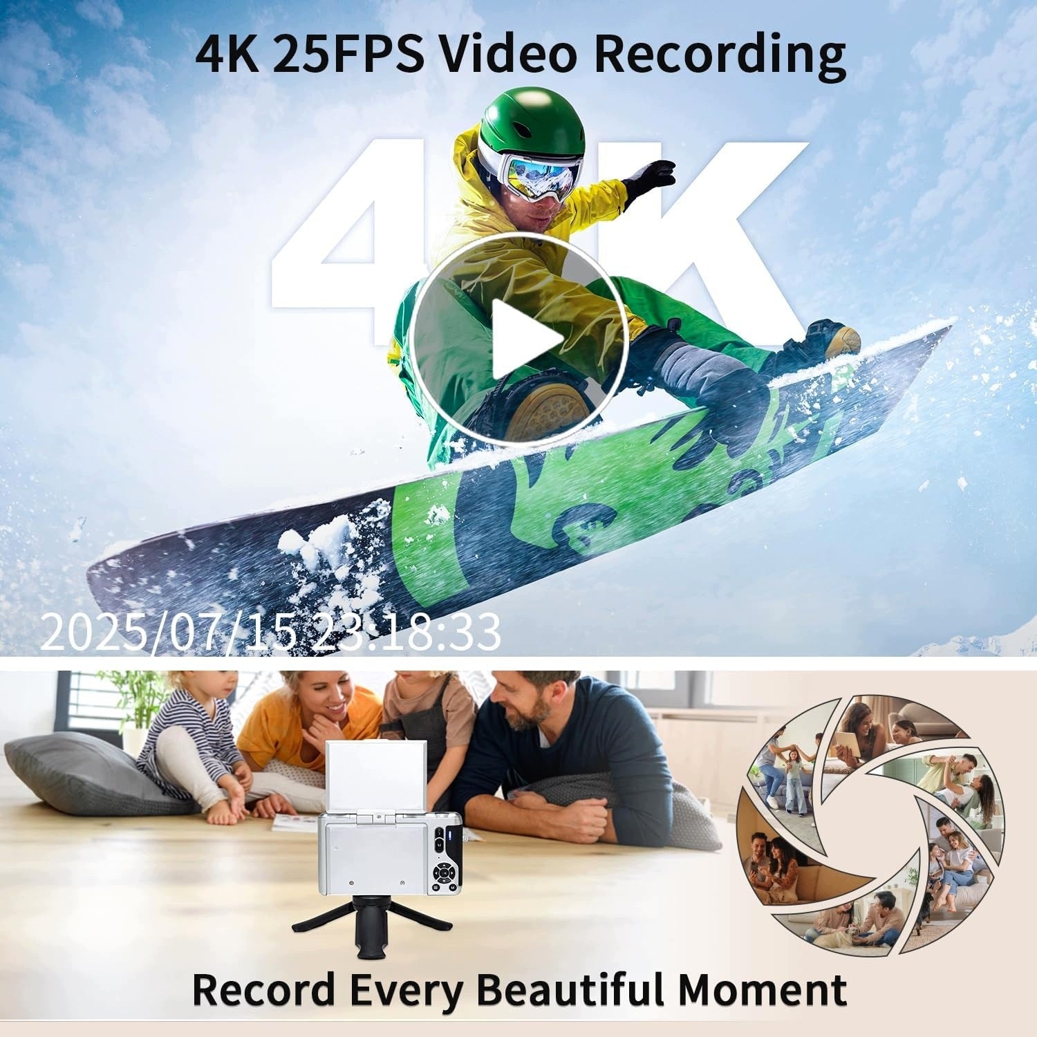 4K DIGITAL CAMERA WITH 180 DEGREE TILTING SCREEN AND 16X ZOOM Brand Kamera