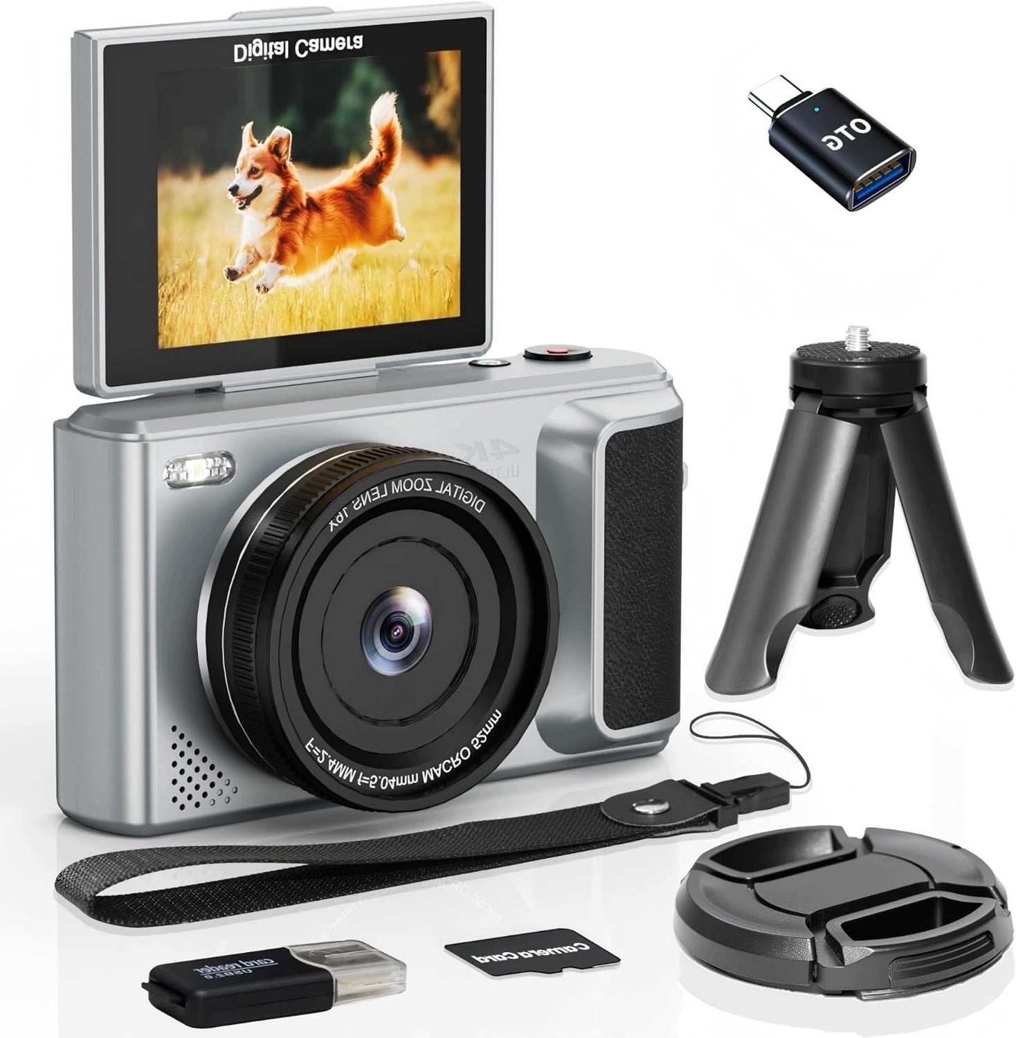 4K DIGITAL CAMERA WITH 180 DEGREE TILTING SCREEN AND 16X ZOOM