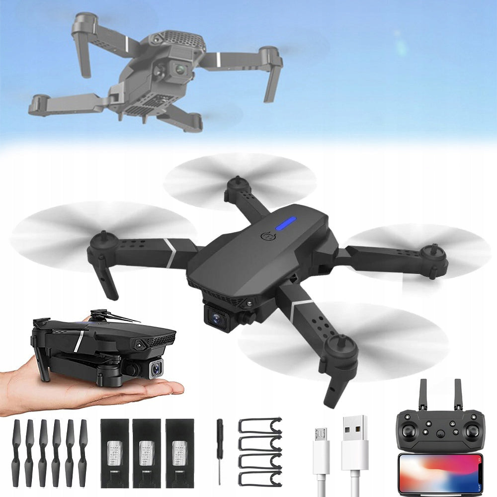 4K DUAL CAMERA FOLDING DRONE, 3×BATTERY - WIFI FPV FOR KIDS