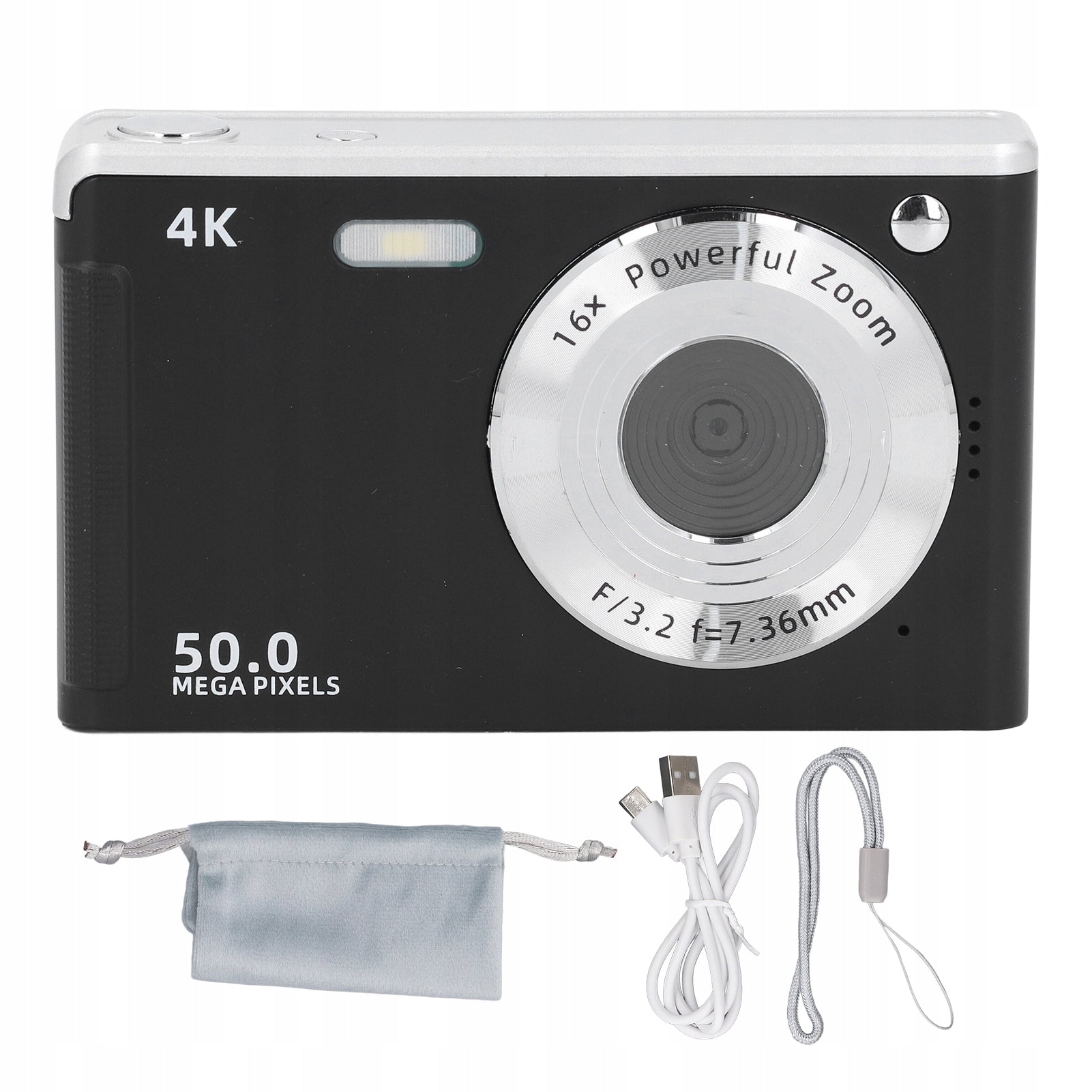 4K Digital Camera 16X Zoom Anti Shake 50Mp Autofocus Compact 90 Brand no brand