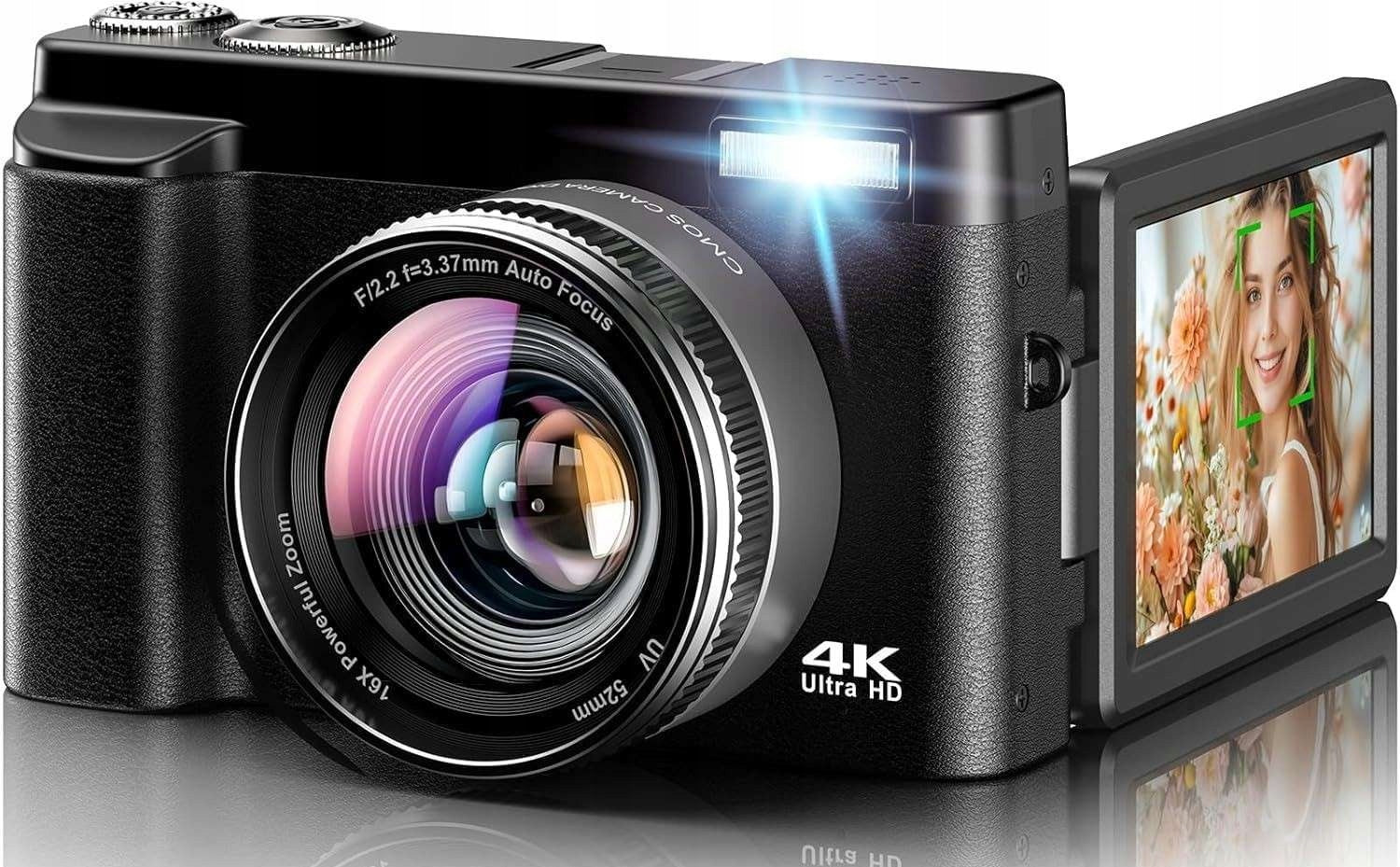 4K Digital Camera, 48 MP, 16x Auto Focus, Digital Zoom, 3 Inch Screen