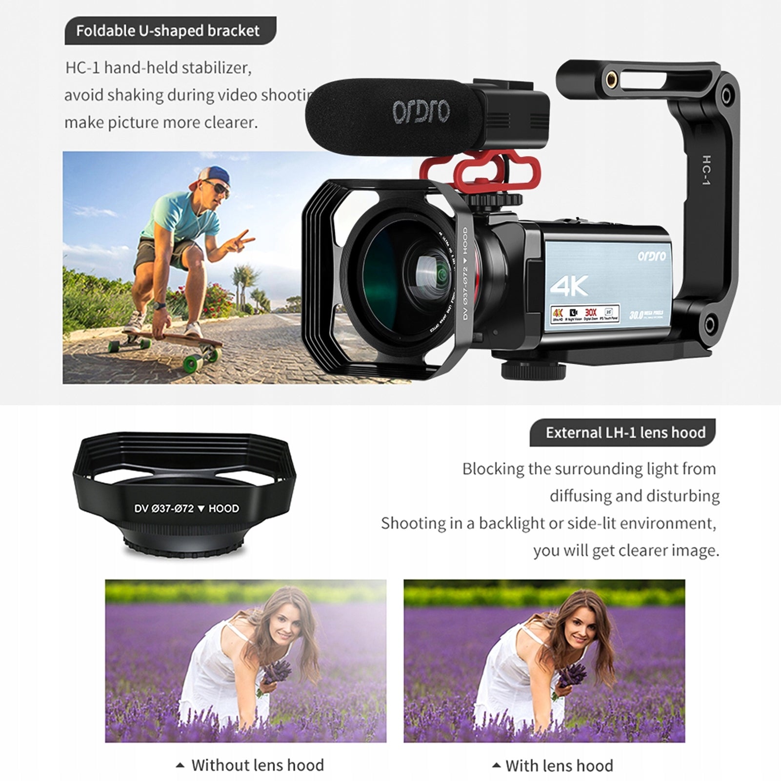 4K Digital Video Camera Wi-Fi Camera DV Recorder 3,5 Inch Touch Panel