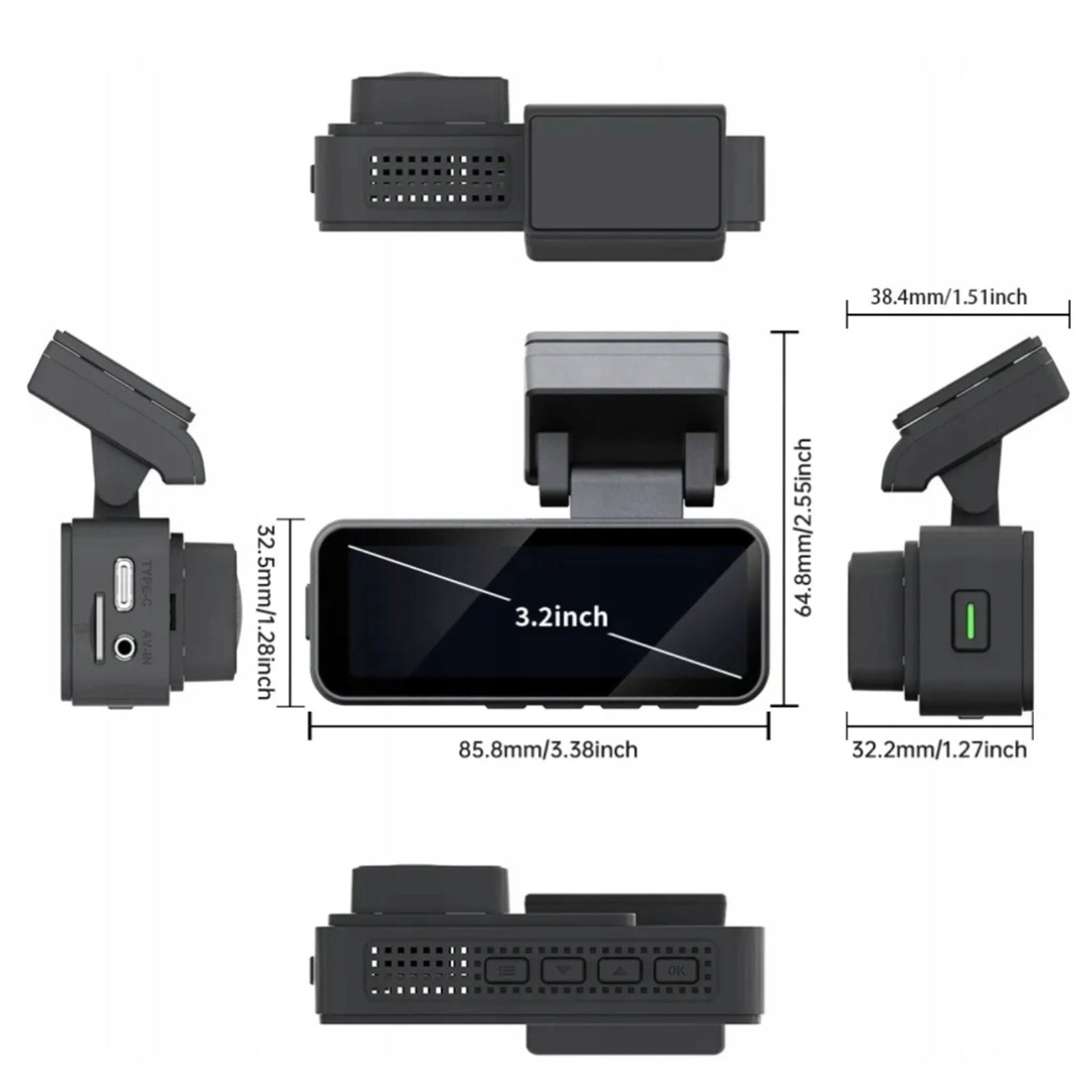 4K Dual Car Camera 3.2'' WiFi 5G HDR Night Vision G-Sensor Continuous 24H Packaging status original