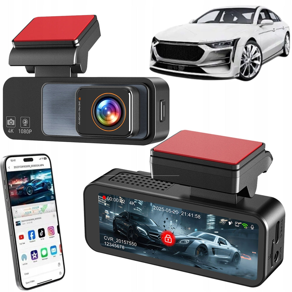 4K FHD Auto DVR with GPS, WiFi, and Rear Camera for Vehicles