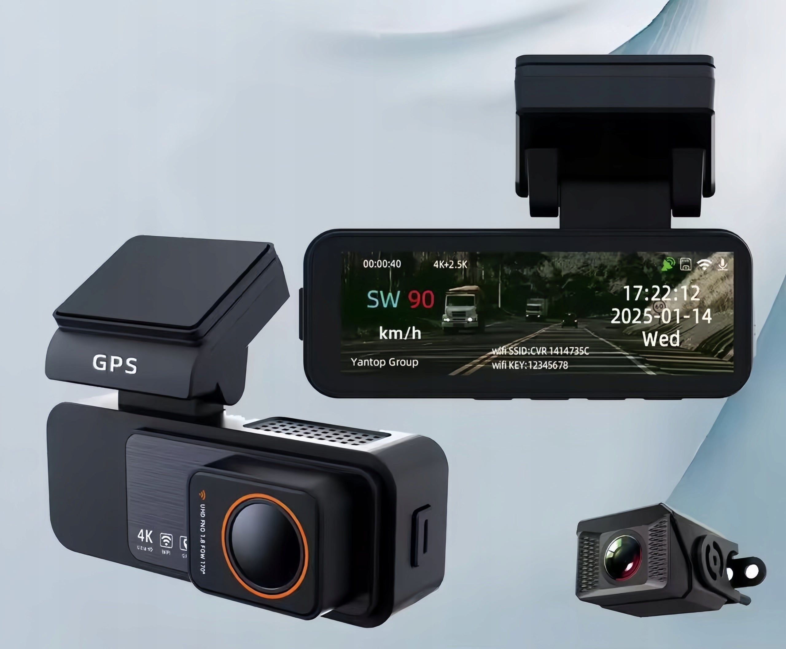4K/FHD CAR CAMERA VIDEO RECORDER REAR CAMERA WIFI GPS APP Manufacturer code WIDEOREJESTRATOR KAMERA