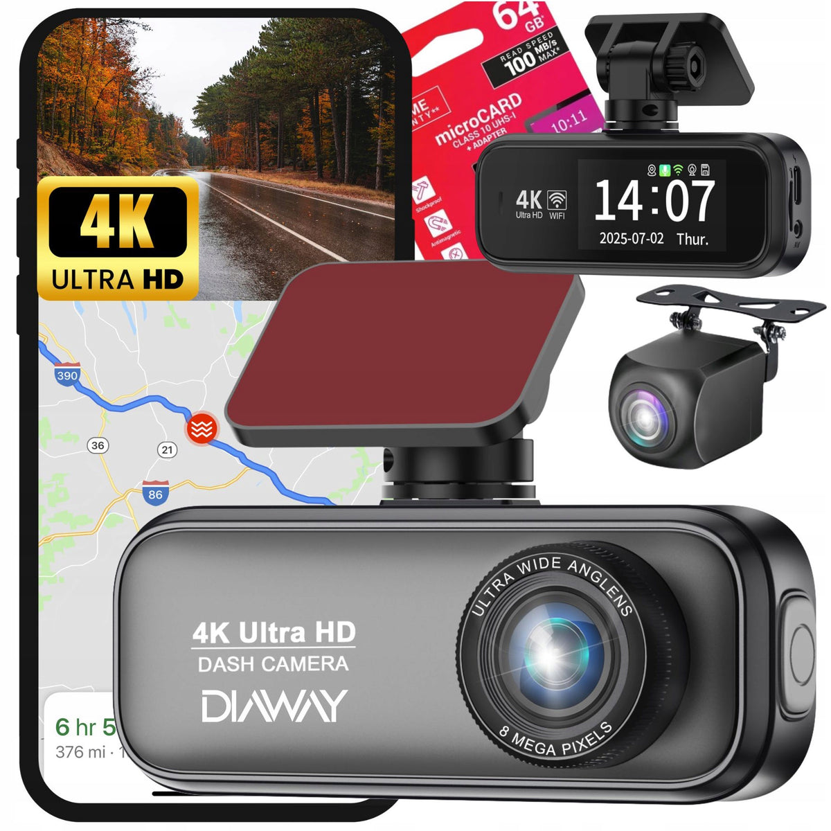4K GPS CAR CAMERA VIDEO RECORDER + WIFI REAR HDR RECORDER PRO