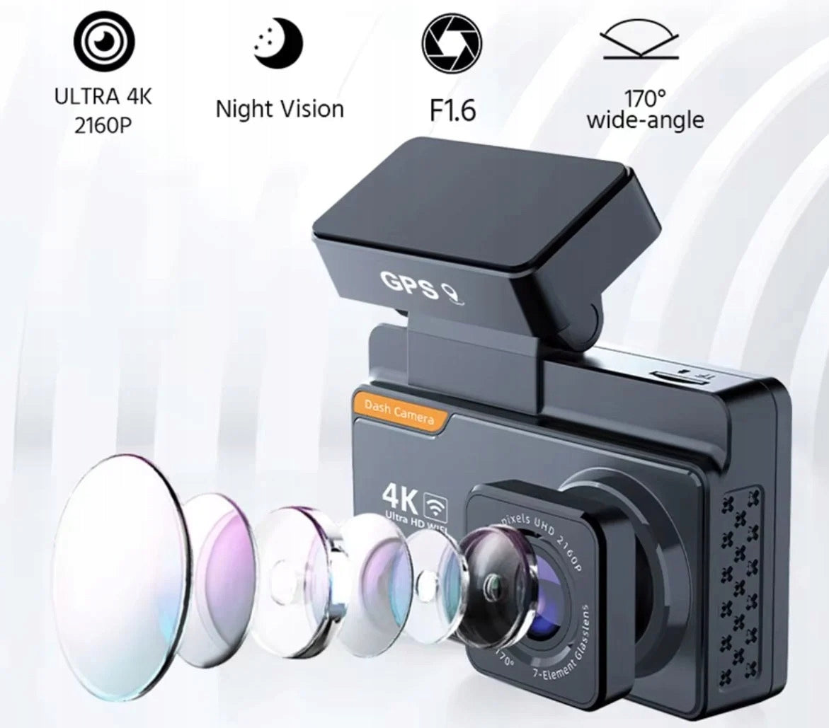 4K GPS CAR CAMERA VIDEO RECORDER + WIFI REAR PRO HDR RECORDER Manufacturer code REJESTRATOR JAZDY ULTRA HD DASH CAM