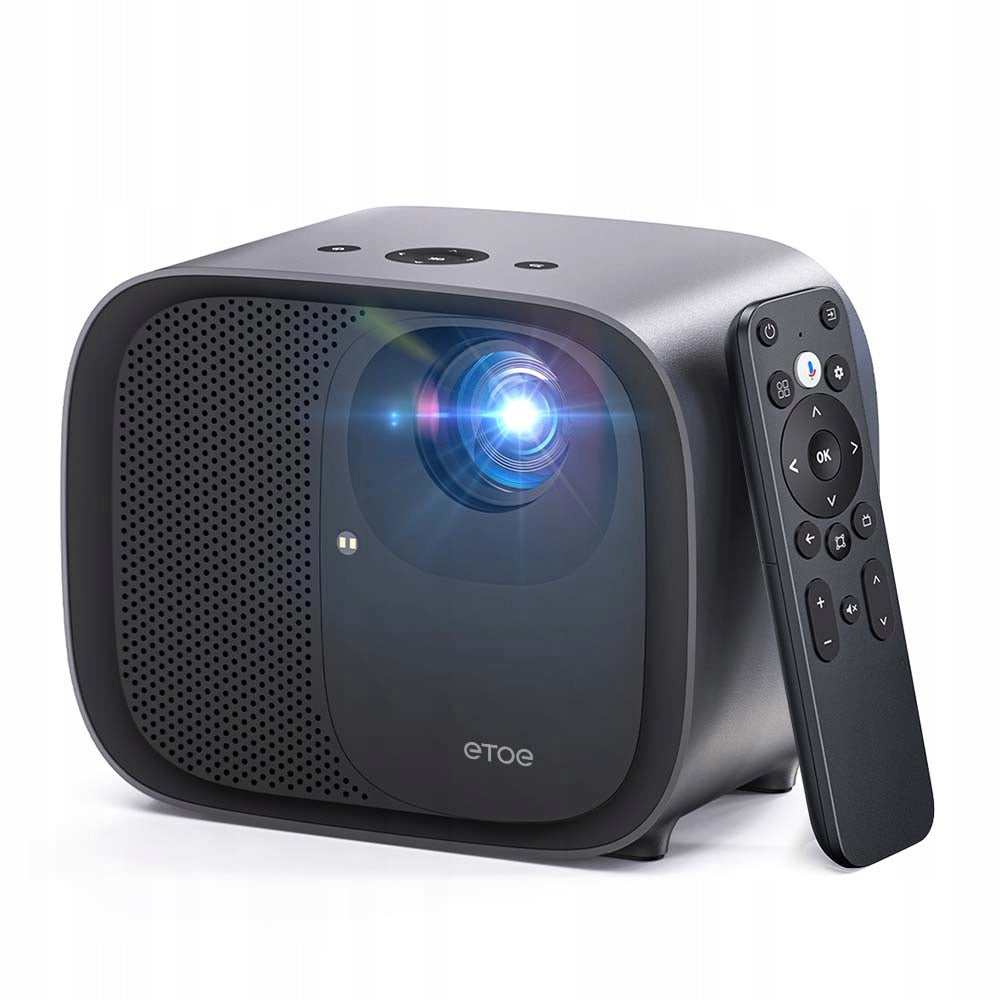 4K LCD 1080P ETOE E3 PRO Projector with Google TV 600 ANSI Netflix, Grey Packaging status original