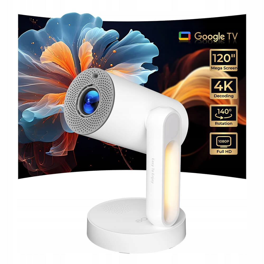4K LCD Projector ETOE Starfish Plus Google TV with Netflix 300 ANSI White